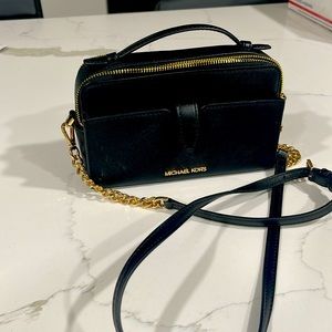 Black/gold Michael kors mini cross body bag